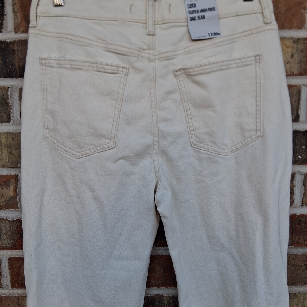 Eunina Codi Super High Rise Dad Jean Super Moon Ecru NWT 11/30 Distressed - Picture 6 of 12